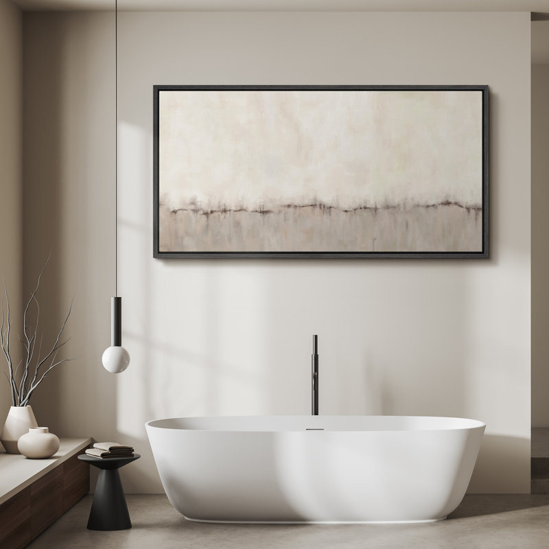 «Minimal Landscape Minimalist Abstract Design in Soft Neutrals», art extra large, art mural, Noir, noir, noir, noir