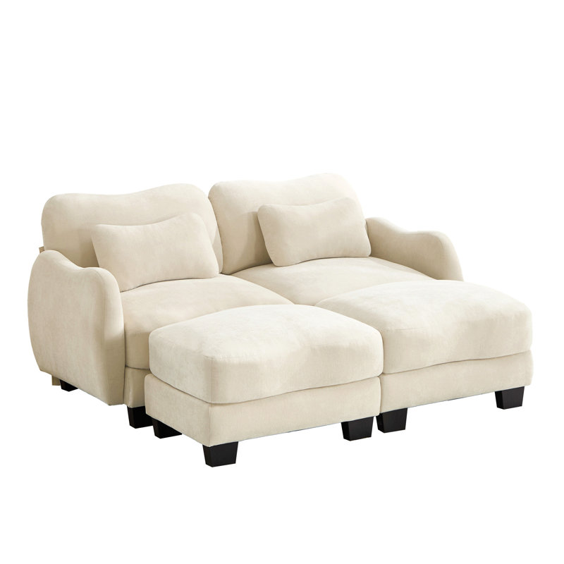 Canapé de soutien en chenille avec coussin de taille délicate et repose-pieds mobile, conception ergonomique incurvée, canapé modulaire facile à assembler pour le bureau du salon