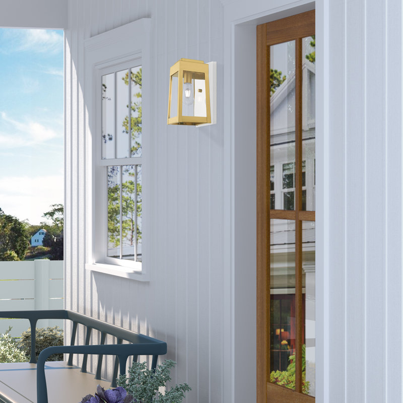 Lanterne murale d'extérieur Antionetta, Laiton satiné, H 12 po x l 6,25 po x P 6,37 po