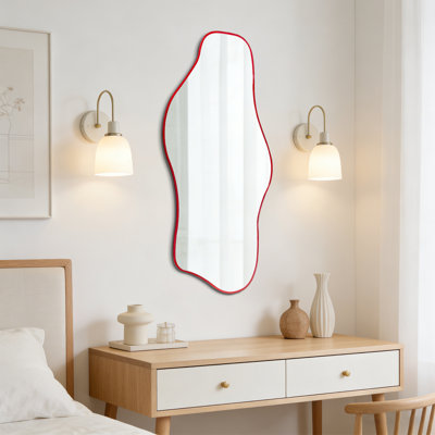 Miroir asymétrique moderne sans cadre, miroir mural décoratif irrégulier, 120 x 61 cm