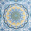 Housse de lit de jour - réversible bleu 6 pièces, avec revers rayé et grand imprimé médaillon, convient à un matelas simple, comprend une housse, 3 taies décoratives, 1 coussin décoratif, imprimé réversible lavable à la machine