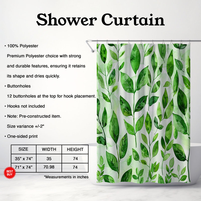 Blooming Buds - Rideau de douche Premium, H 74 po x l 71 po