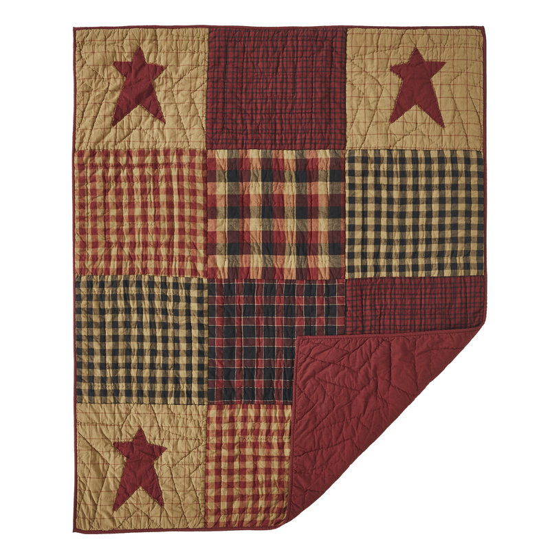 Connell Burgundy Cotton Patchwork Quilted Throw Blanket