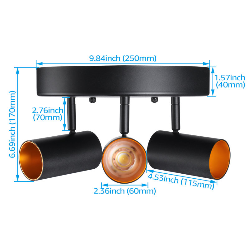 5CCT 3-Light Ceiling Track Spotlights Dimmable, 5 Colour Temperature Selectable, Black