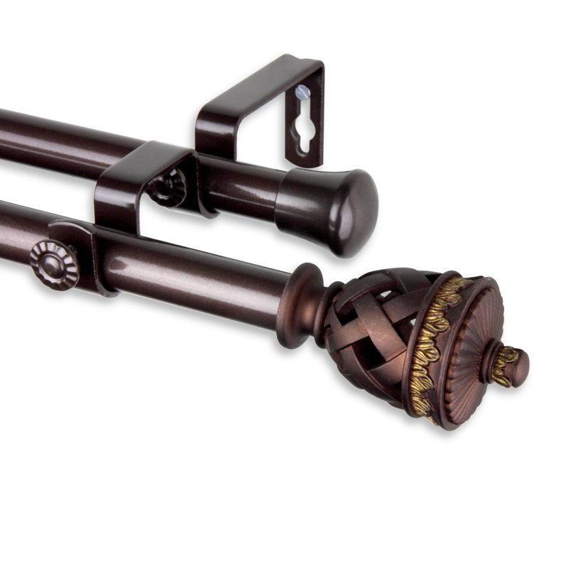 Tringle à rideaux double Gadsby, Cacao, 120 à 170 po