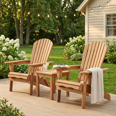 Ensemble de 2 chaises Adirondack pliantes en bois massif, chaises de patio d'extérieur avec grain de bois en relief, chaises de foyer d'extérieur résistantes aux intempéries avec accoudoirs larges pour la cour, le porche, la terrasse et la terrasse