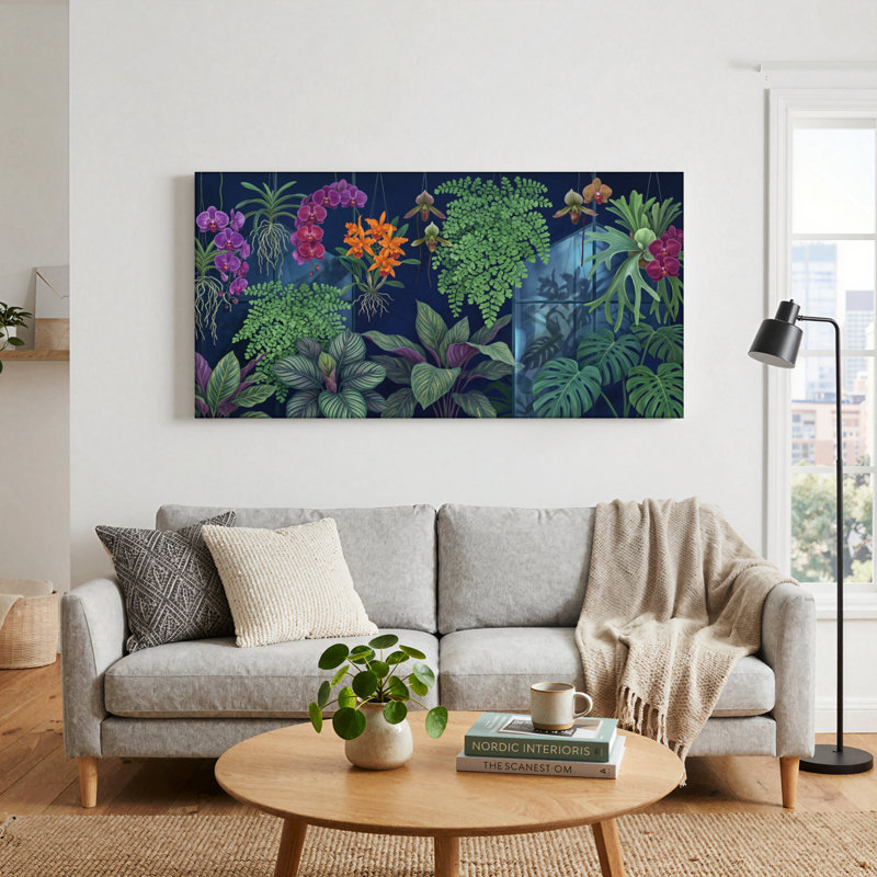 Ensemble de 1 tableau sur toile Jardin tropical, L 40 po x H 20 po, Toile tendue