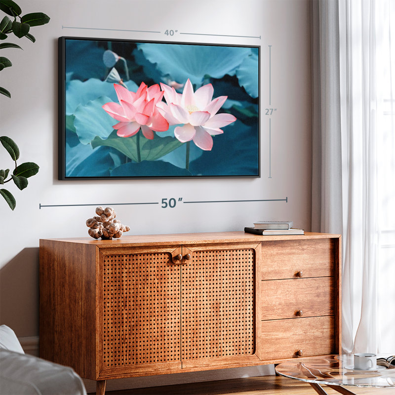 Paire de fleurs de lotus, H 27 po x l 40 po