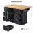 K&k 56 Inch Kitchen Island With Rubber Wood Veneer Drop Leaf, Power Outlet, 4 Door Shelves, Embossed Vertical Stripe Rolling Kitchen Cart On 4 Wheels With 6 Deep Drawers For Kitchen, Dining Room, Black-1821363395