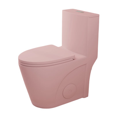Pink 1.28/0.8 GPF Tornado Flush One-Piece Toilet, Elongated Siphonic S-Trap 12" Toilet with Soft Close Seat, Dual Flush, MAP 1000g, ADA Chair Height 17"