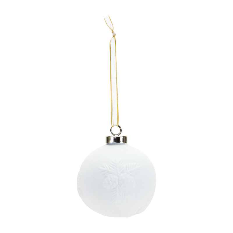 Ornement boule de porcelaine en forme de pomme de pin (ensemble de 6)