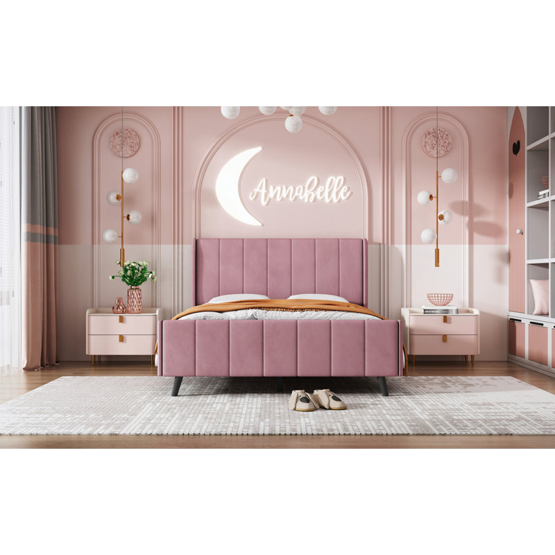 Lit, lit plateforme tapissier, velours