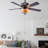 52" Reversible 5-blade Tiffany Ceiling Fan Stained Glass