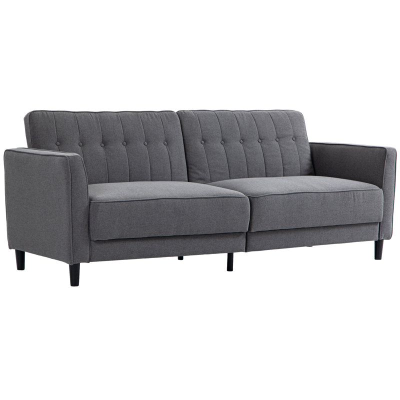 83.5'' Upholstered Tufted Convertible Sofa, NA, Dark Grey 100% Polyester