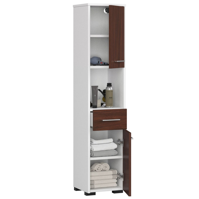 Floreta Freestanding Linen Cabinet, White/Wenge
