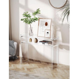 Modern Acrylic Console Table With Double Storage Shelves, Entryway Table For Living Room, Hallway, Or Behind Sofa