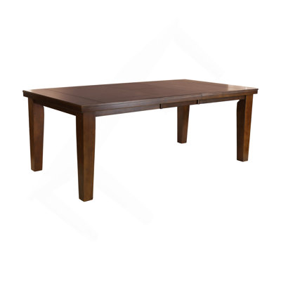 Dark Oak Finish Rectangular 1Pc Dining Table With Self-Storing Extension Leaf Wooden Simple Dining Furniture