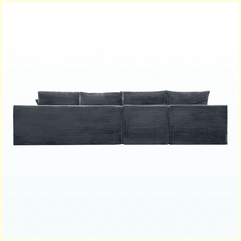 Canapé modulaire rembourré avec coussins Corduroy, Grey