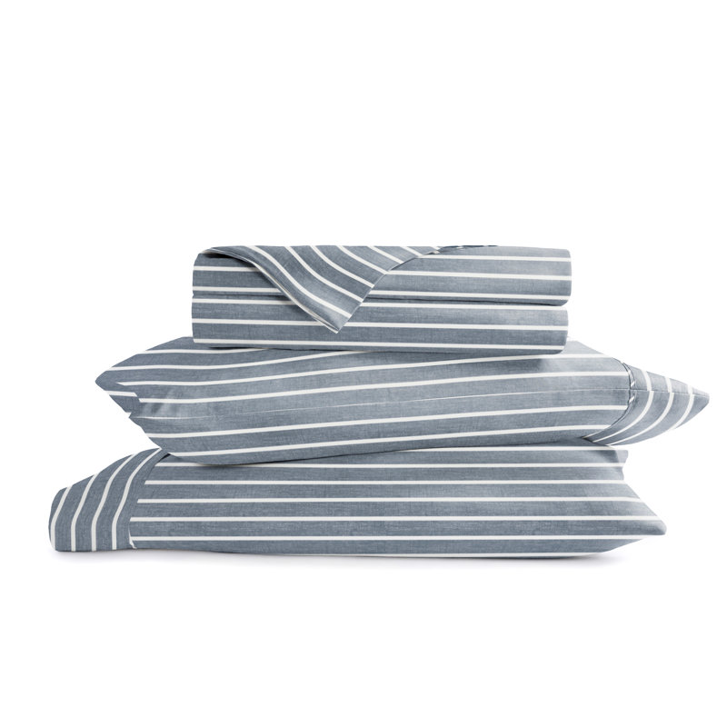 Literie en microfibre ultra douce, Ensemble de draps pour grand lit avec 2 taies d'or, Pierre, rayé