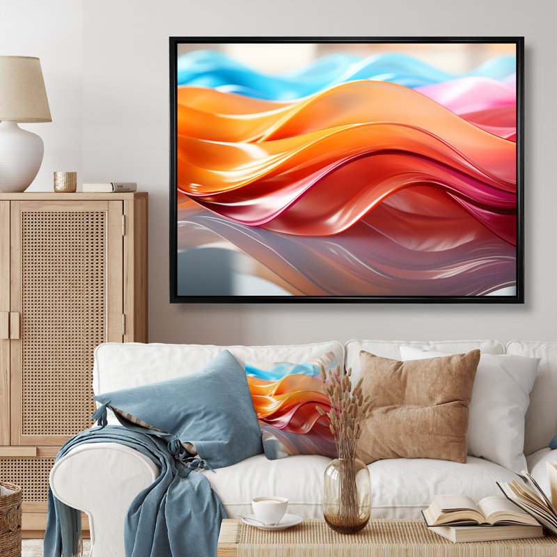 Rainbow Colors Symphony - Formes abstraites, impressions sur toile, H 12 po x l 20 po x P 1 po, Cadre flottant noir
