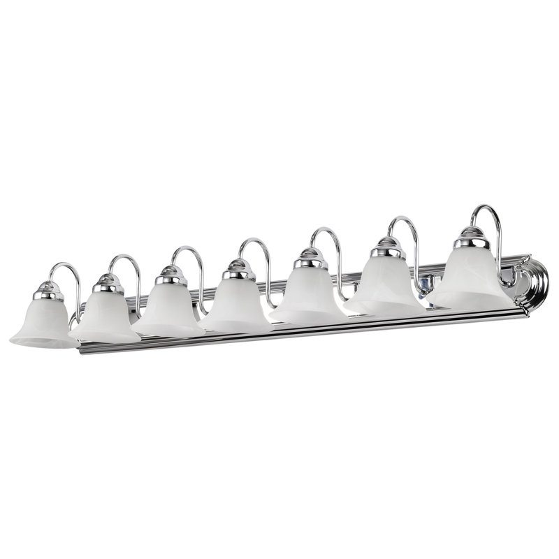 Turcotte 7 - Light Dimmable Vanity Light, 100 Watt (Not Included), Alabaster, Polished Chrome
