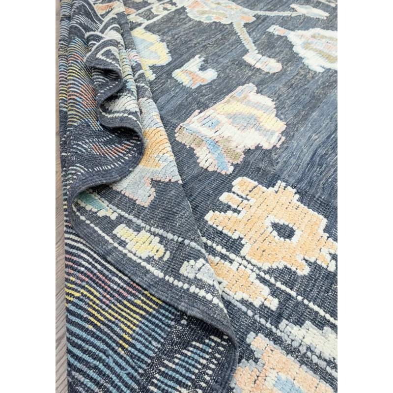 Oushak Vintage One-of-a-Kind 12'4" X 14'11" Wool Area Rug Navy