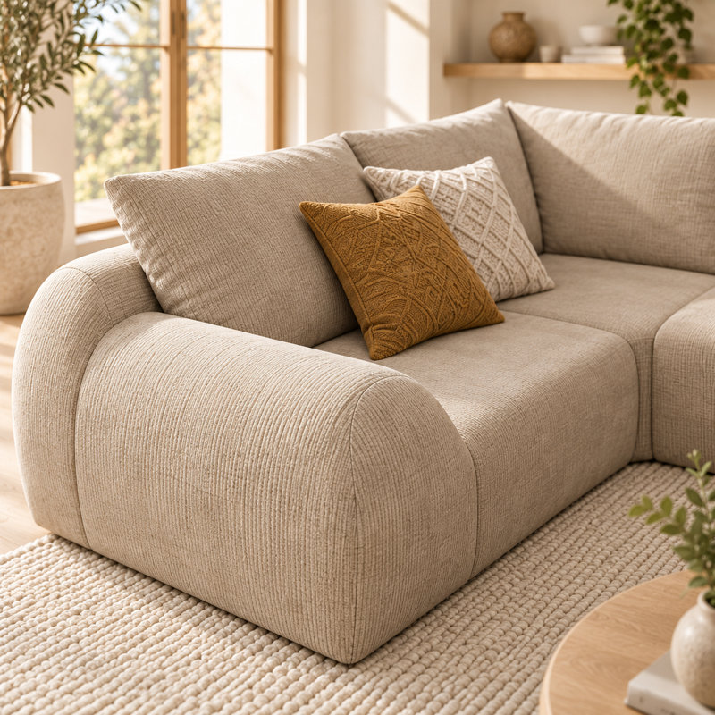 Canapé d'angle modulaire en forme de U Chenivue de 344 cm (135,5 pouces), canapé surdimensionné 6 places en chenille effet nuage avec assise profonde, mousse haute résilience comprimée sous vide, structure souple sans ossature