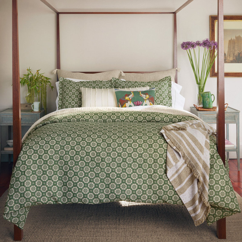 Atulya Percale Duvet Cover Set, Queen Duvet Cover + 2 Pillow Shams