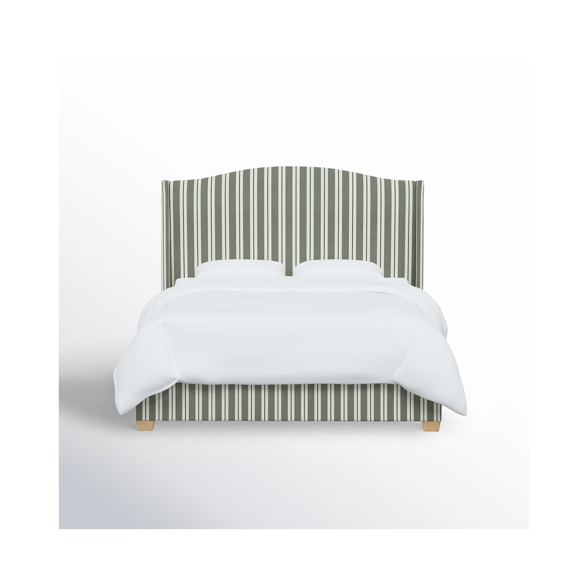 Allis Upholstered Wingback Bed, California King, Anderson Stripe Green