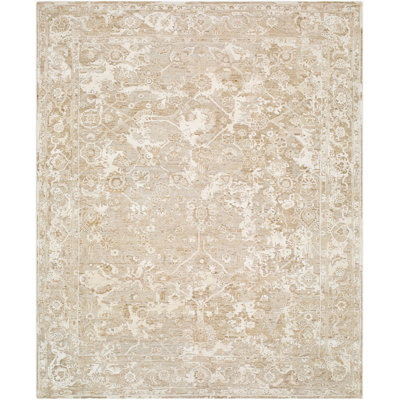 Rosette Hand Knotted Area Rug in Beige