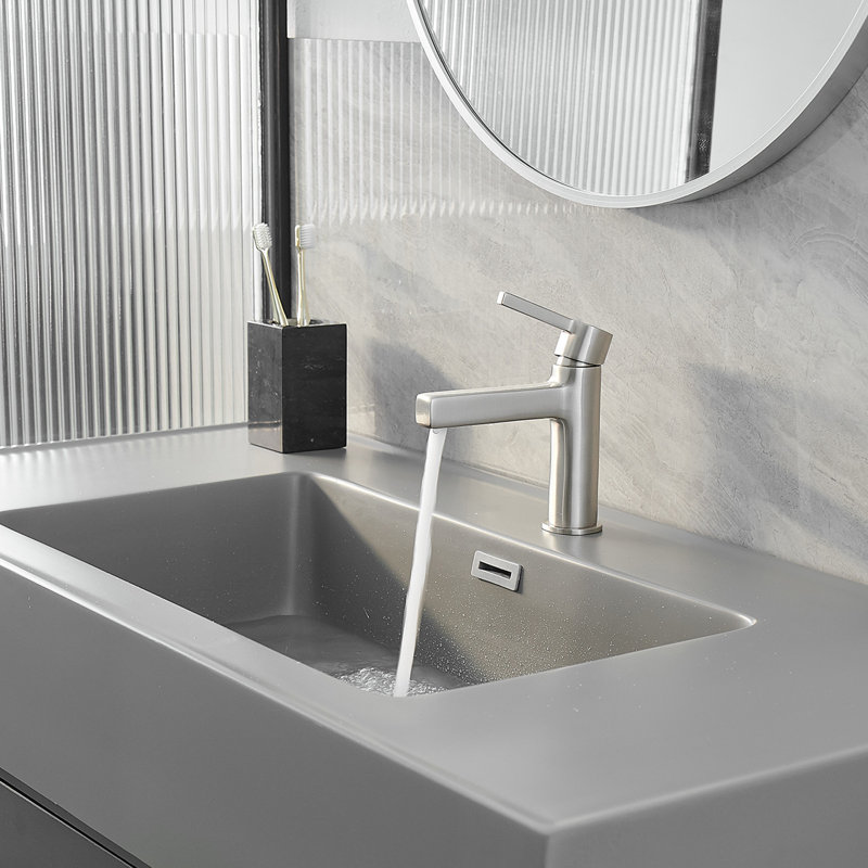 Single-Hole Single-handle Bathroom Faucet with Drain Assembly, Brushed Nickel