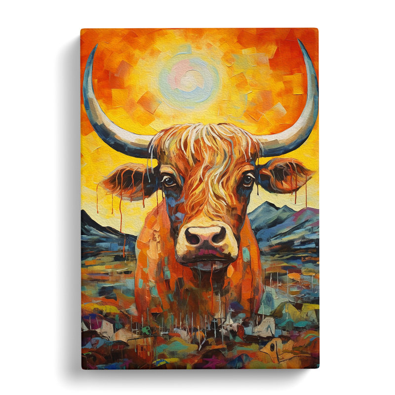 Highland Cow Expressionism - Wrapped Canvas, 76cm H x 50cm W x 3cm D