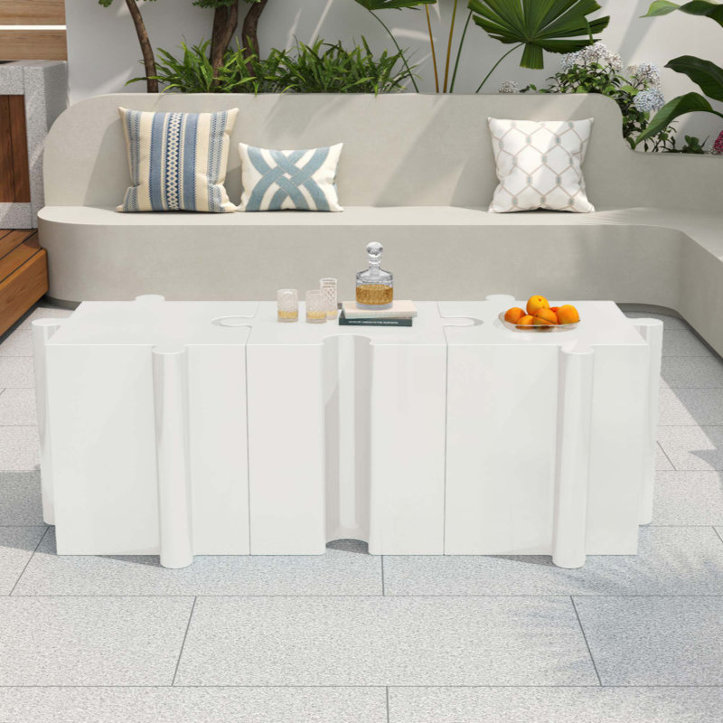Table d'appoint casse-tête, table modulaire à bord concave MGO, Blanc