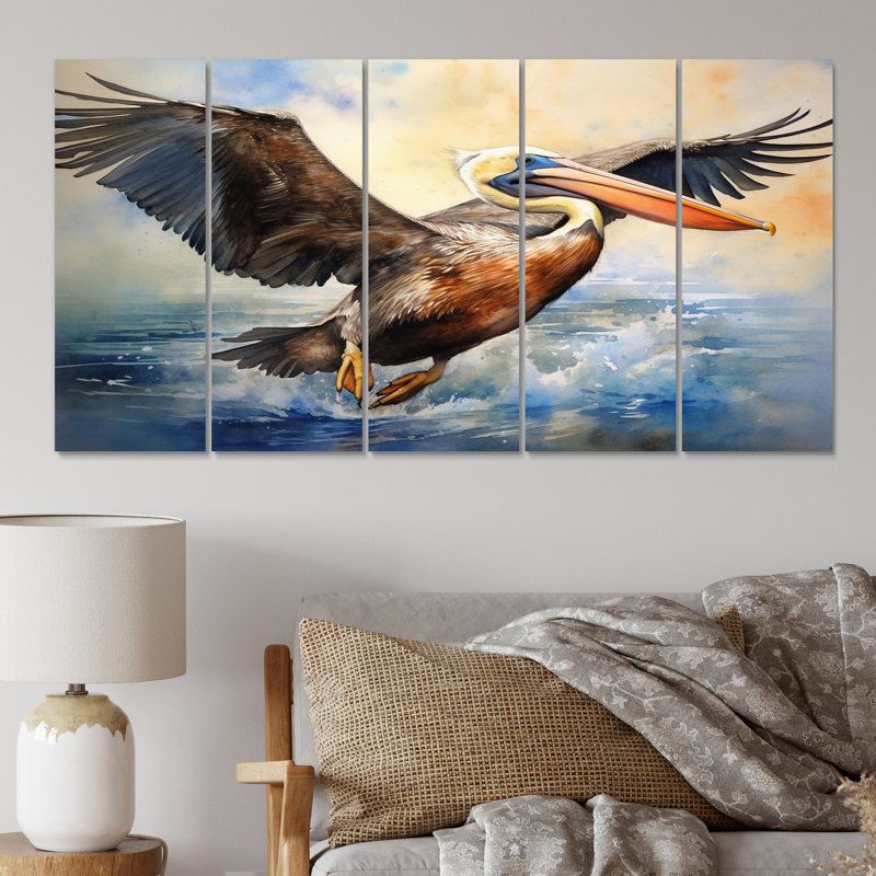Coastal Animal Bird 5 Wall Decor Set Metal Print