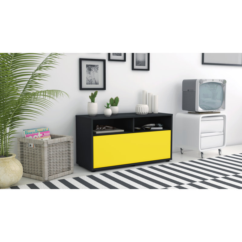 Isai 92 cm W Chest of Drawers, Yellow / Matte Anthracite