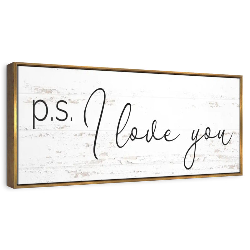 P.S. I Love You, typographie, Cadre flottant doré, 57 po x 19 po