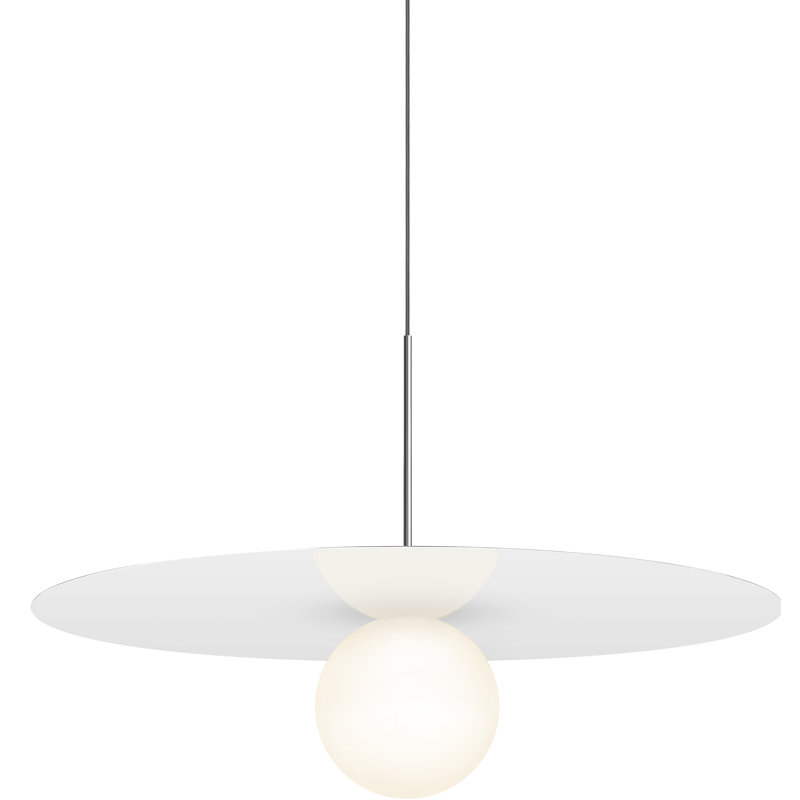 Bola Disc Pendant, White, 17.5" H x 32" W x 32" D