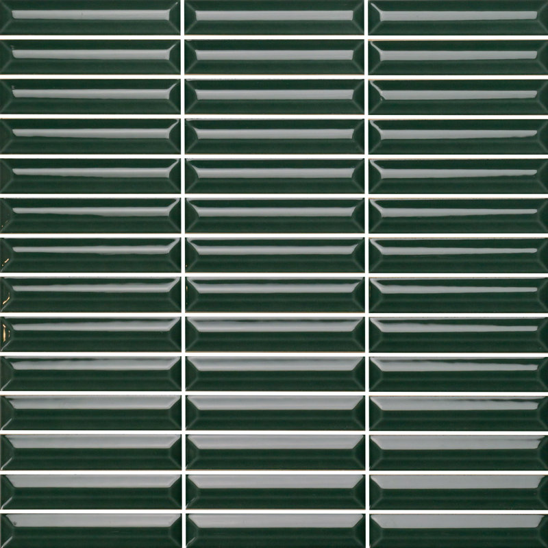 Carreau mural brillant 4 po x 12 po Hashi, Vert