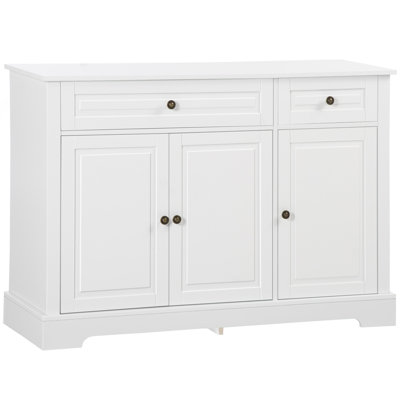 Sideboard Buffet Cabinet, Modern Kitchen Cabinet With 2 Drawers And Adjustable Shelves, Coffee Bar Cabinet, White