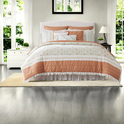 Elegant 9piece Bedding Sets Cotton Percale Comforter Farmhouse Style
