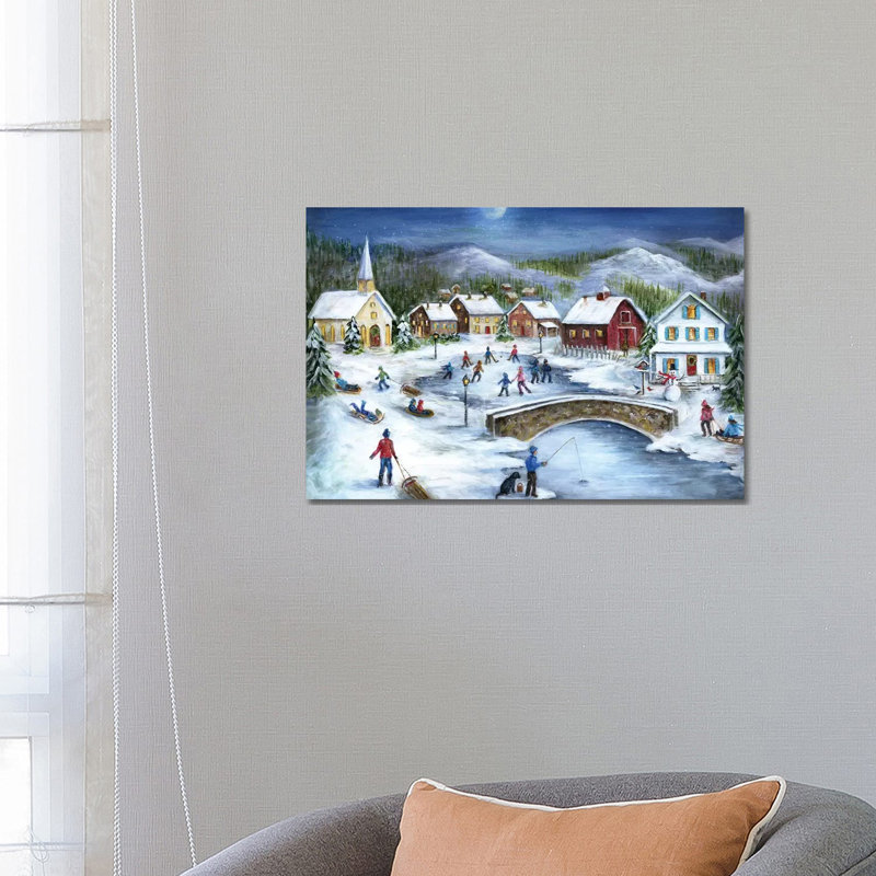 Patineurs moonlit par Marilyn Dunlap-impression, H 18 po x l 26 po x P 1,5 po, Pas de tapis, Toile tendue