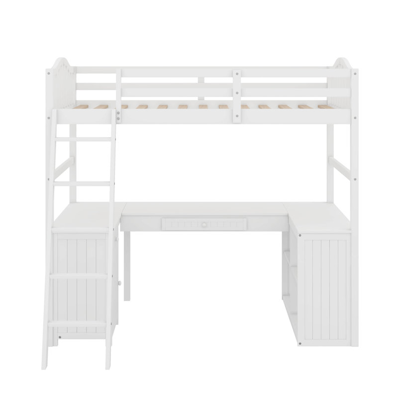 Harriet Bee Twin Size Loft Bed With Drawers, Cabinet, Shelves And Desk ...