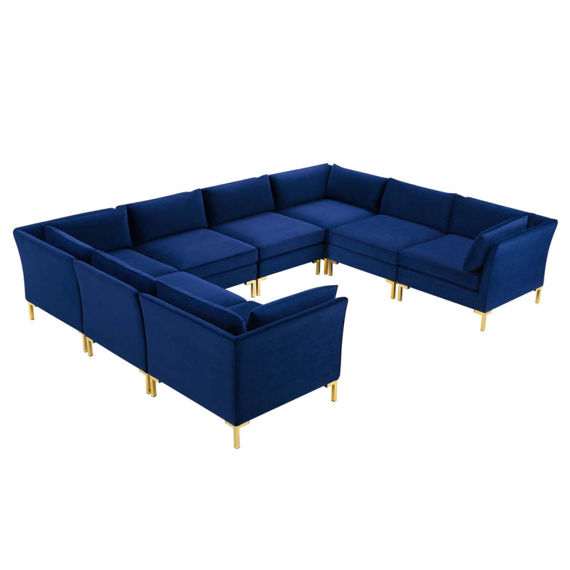 Canapé modulaire en velours performance 8 pièces Ardent par Modway, Polyester bleu marine