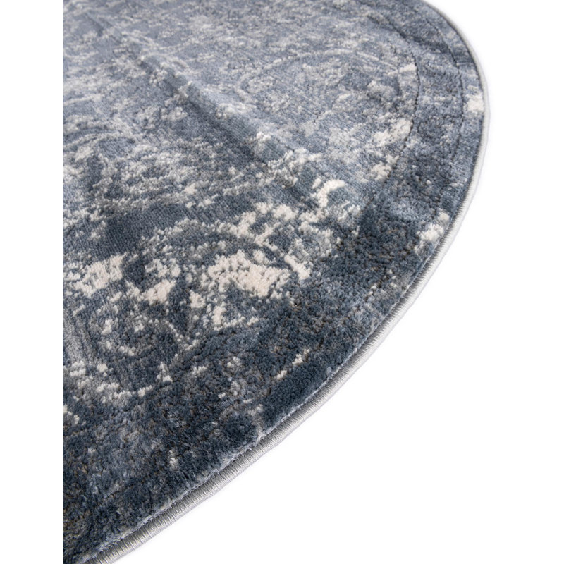 Tapis oriental bleu Charters Towers, Rond 3 pi 1 po