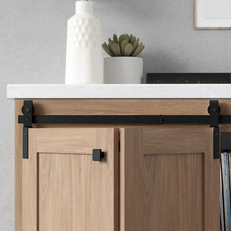 Quincaillerie de porte de grange coulissante simple pliante miniature (porte non incluse), 72 po, Noir
