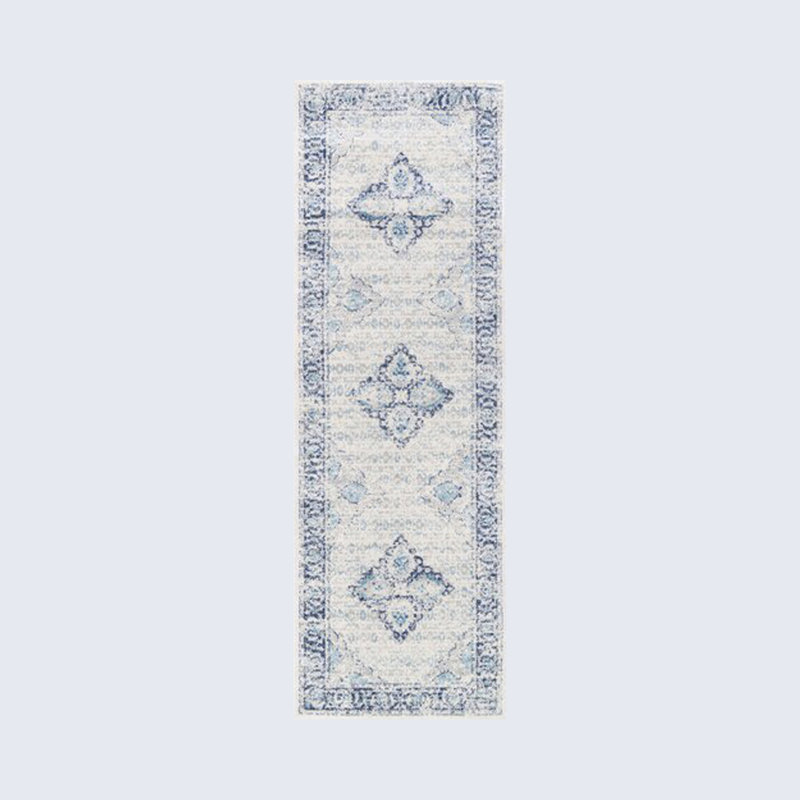 Tapis oriental bleu clair Arkins, Tapis de couloir 2 pi 8 po x 8 pi