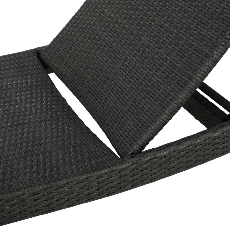 Penley Outdoor Wicker Chaise Lounge Set with Table, Gray
