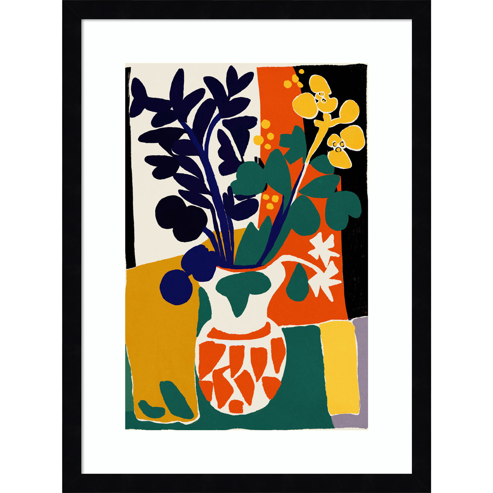 Ovando "France Floral Impressions" Print, 21" H x 16" W, Black