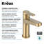 Robinet de salle de bain KRAUS Indy sans tache avec poignée simple, bonde escamotable et conduites d'alimentation-107426072