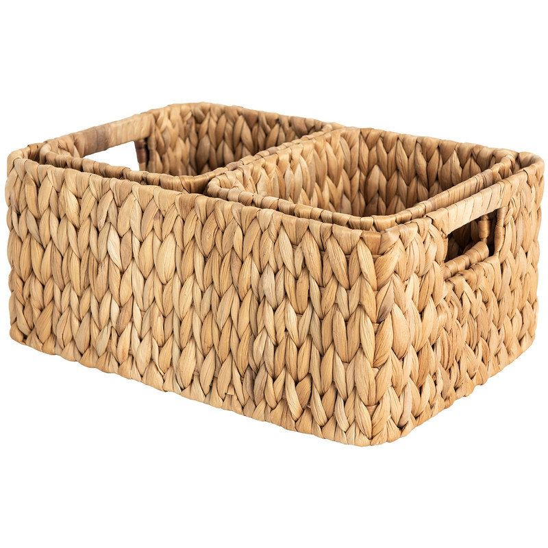 Paniers de rangement en osier pour tablettes, ensemble moyen de 3, en jacinthe d'eau, rangement pour chambre à coucher, salle de bain, salon, etc.